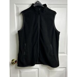 Woman Within Women's Large (18/20) Fleece Vest Black Full Zip With Pockets